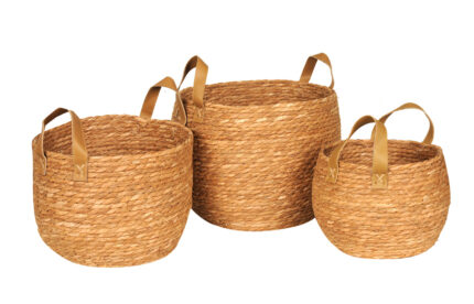 Set de Canastos con Manija de Cuerina