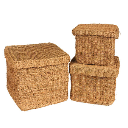Set de cajas con tapa Seagrass