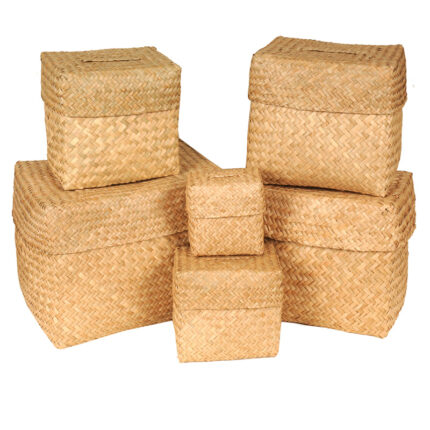 Set por Seis Canastas Seagrass Claro